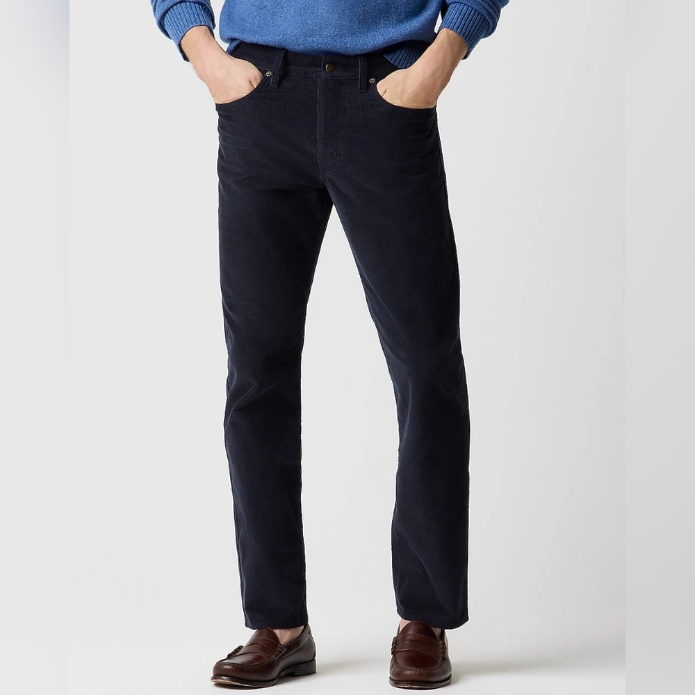 J. Crew Men's Pants Navy Blue Corduroy Flex Slim Size 34 X 30